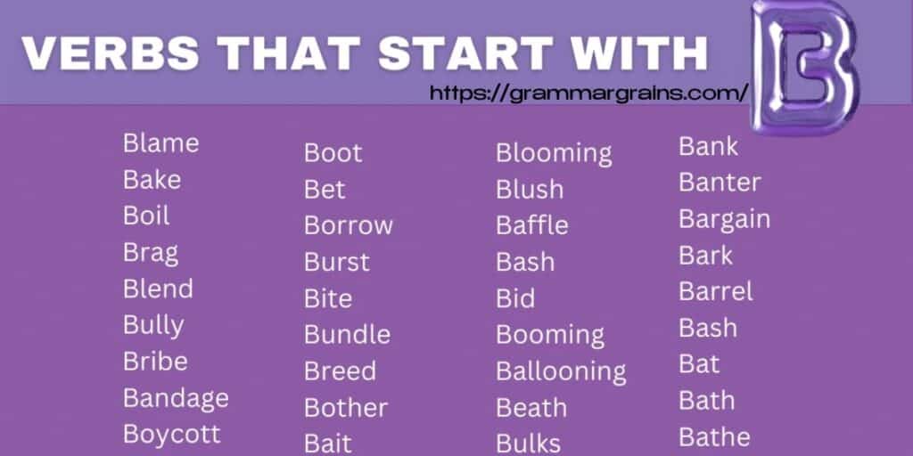 Verbs That Start With B